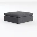 Minimalist Dark Gray Fabric Square Ottoman 3D Model Left 45 Degree View