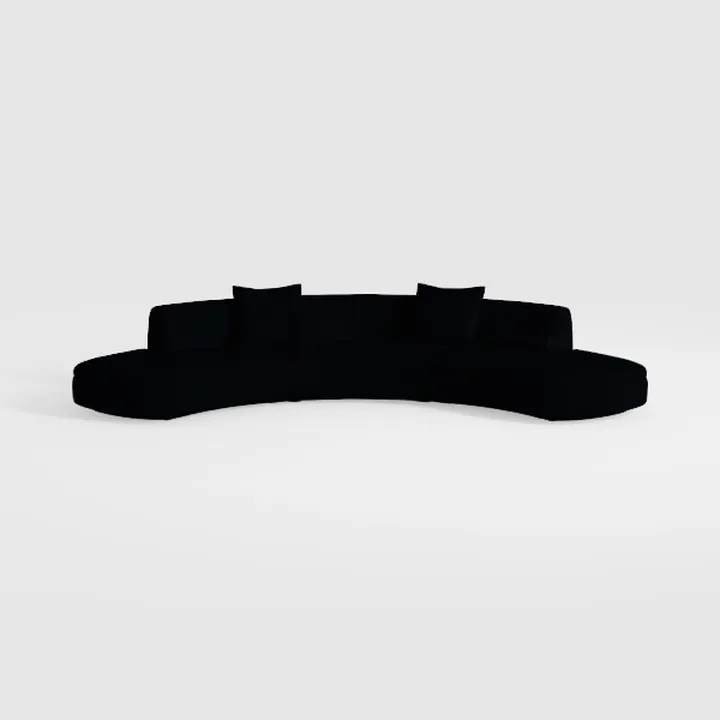 Minimalist Black Fabric Curved Sectional Sofa 3D Model