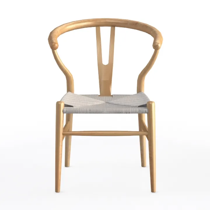 Set of 2 Wishbone Y Natural Wood Side Chairs