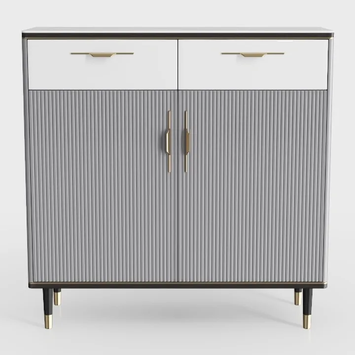 Modern Fluted Gold Accent Two Tone Cabinet 3D Model