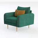 Paddie Modern Velvet Single Sofa Chair with Left 45 Degree View