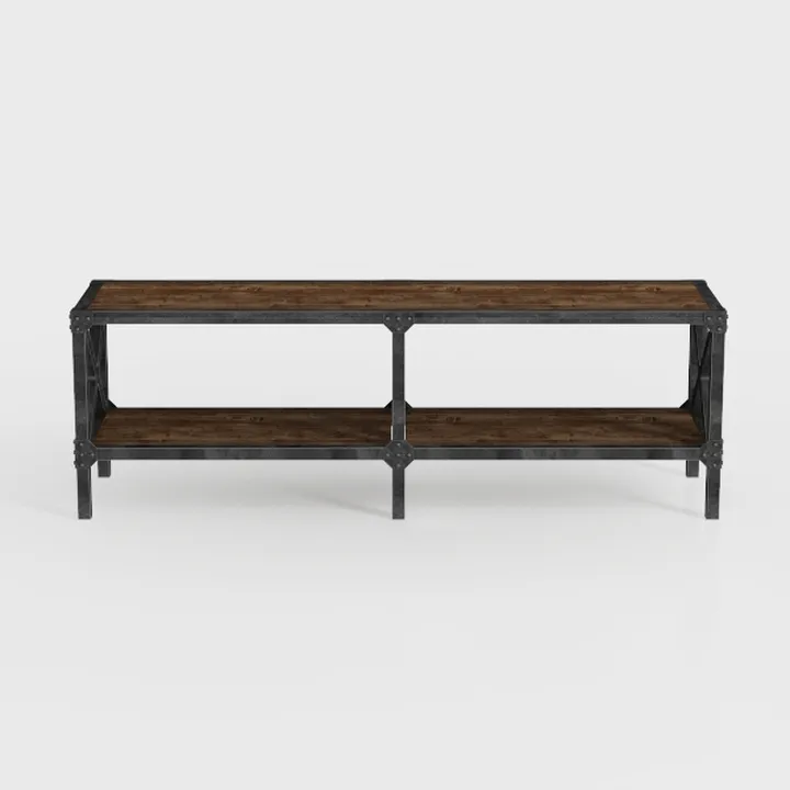 LUE BONA 44.5” End of Bed Bench with Shelf, Linen