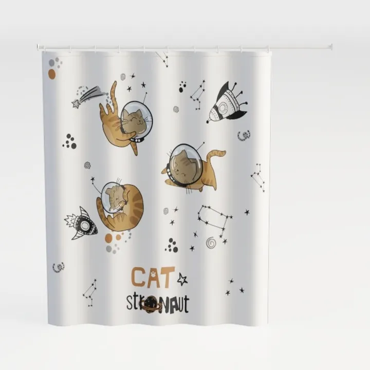 No Hook Shower Curtain Set with Snap in Fabric