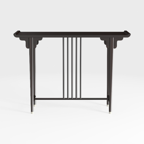 59 in. Black Rectangle Wood Console Table with L-S