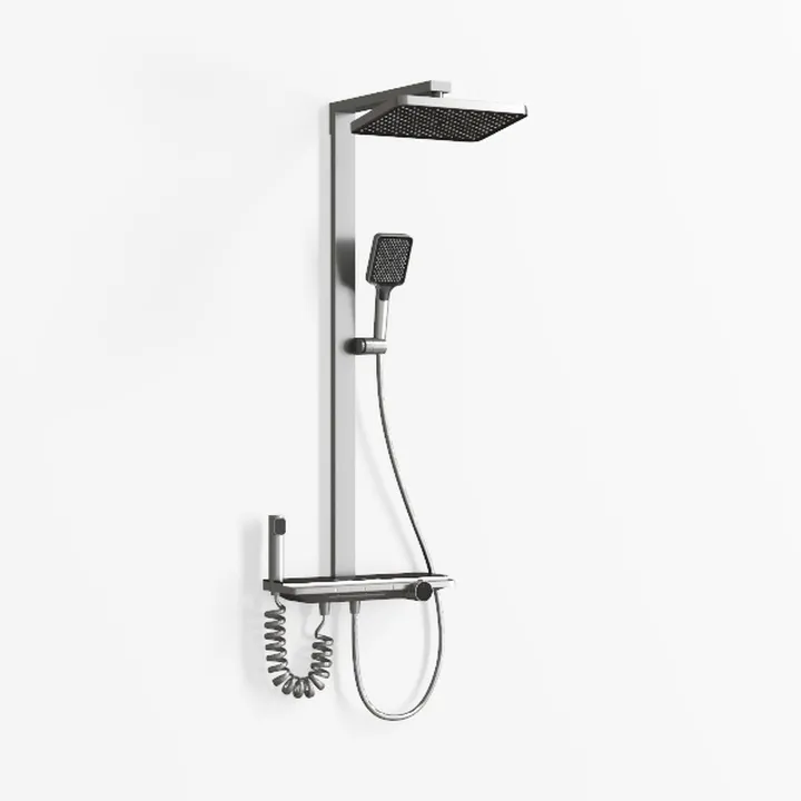 Modern Minimalist Stainless Steel Wall Mounted Shower System 3D Model