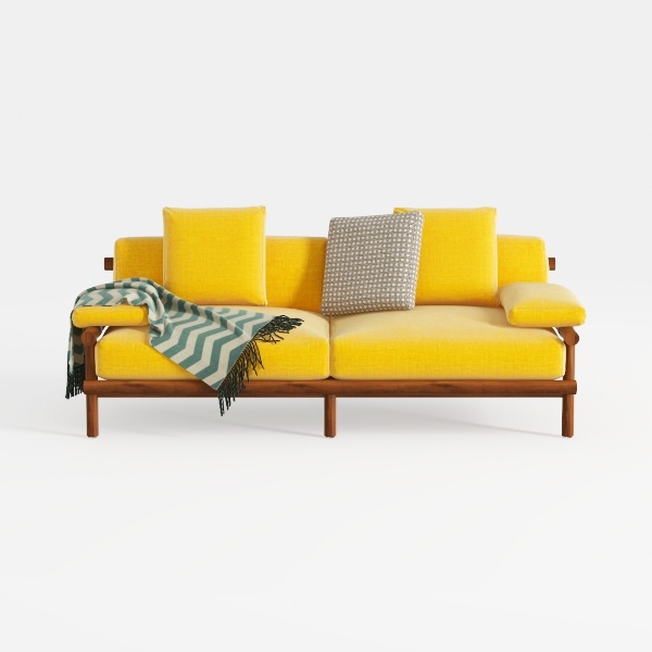 Remark 74 in. Sunny Polyester 3-Seater Tuxedo Sofa