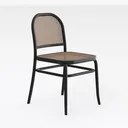 Black Metal Rattan Modern Dining Chair 3D Model Right 45 Degree View