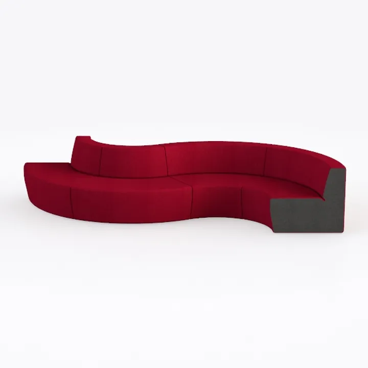 Modern Red Fabric Curved Sectional Sofa 3D Model