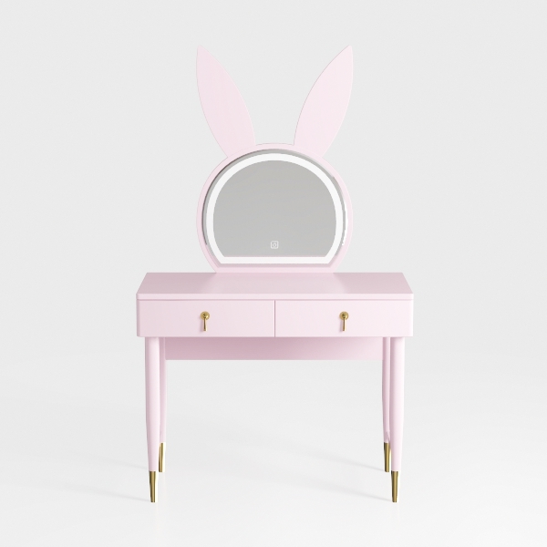 Kid Vanity Set Makeup Table Stool with 2-Drawers S