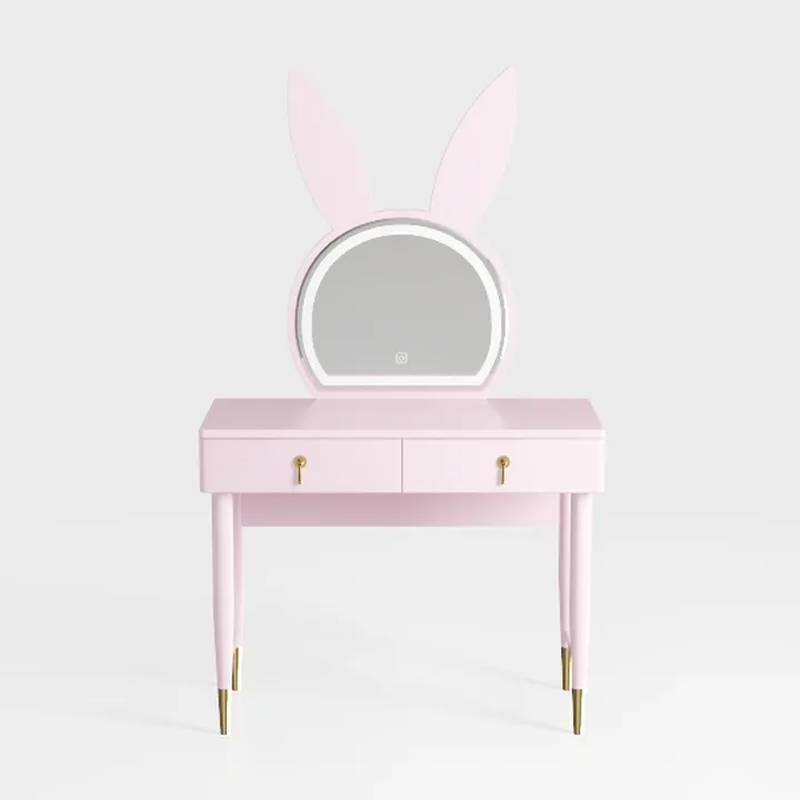 Kid Vanity Set Makeup Table Stool with 2-Drawers S