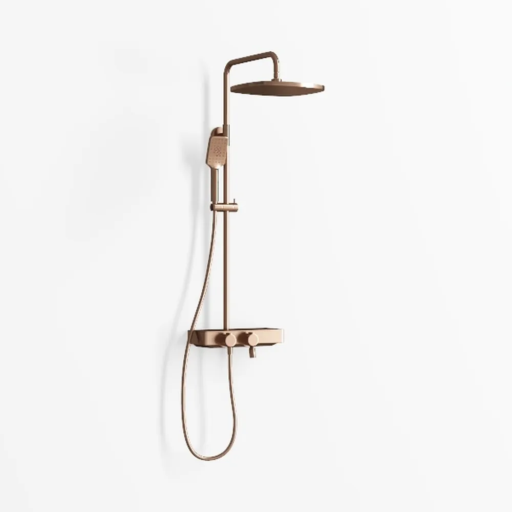 Thermostaic Shower Faucet Set Rose Gold, 8 inch