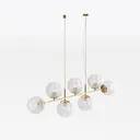 Modern Brass Glass Globe Linear Chandelier 3D Model Right 45 Degree View