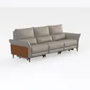 Minimalist Fabric 3 Seater Reclining Sofa 3D Model Right 45 Degree View