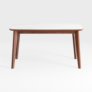 Modern Minimalist Marble Top Solid Wood Dining Table 3D Model