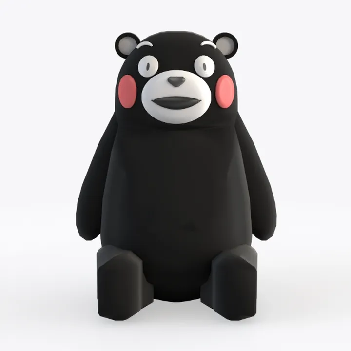Cute Cartoon Black Bear Mascot 3D Model