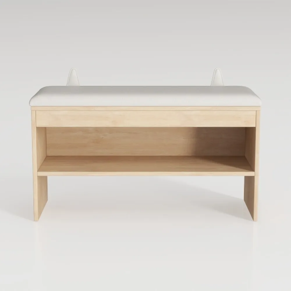 Small Shoe Bench with Cushion,2 Tiers Shoe Rack