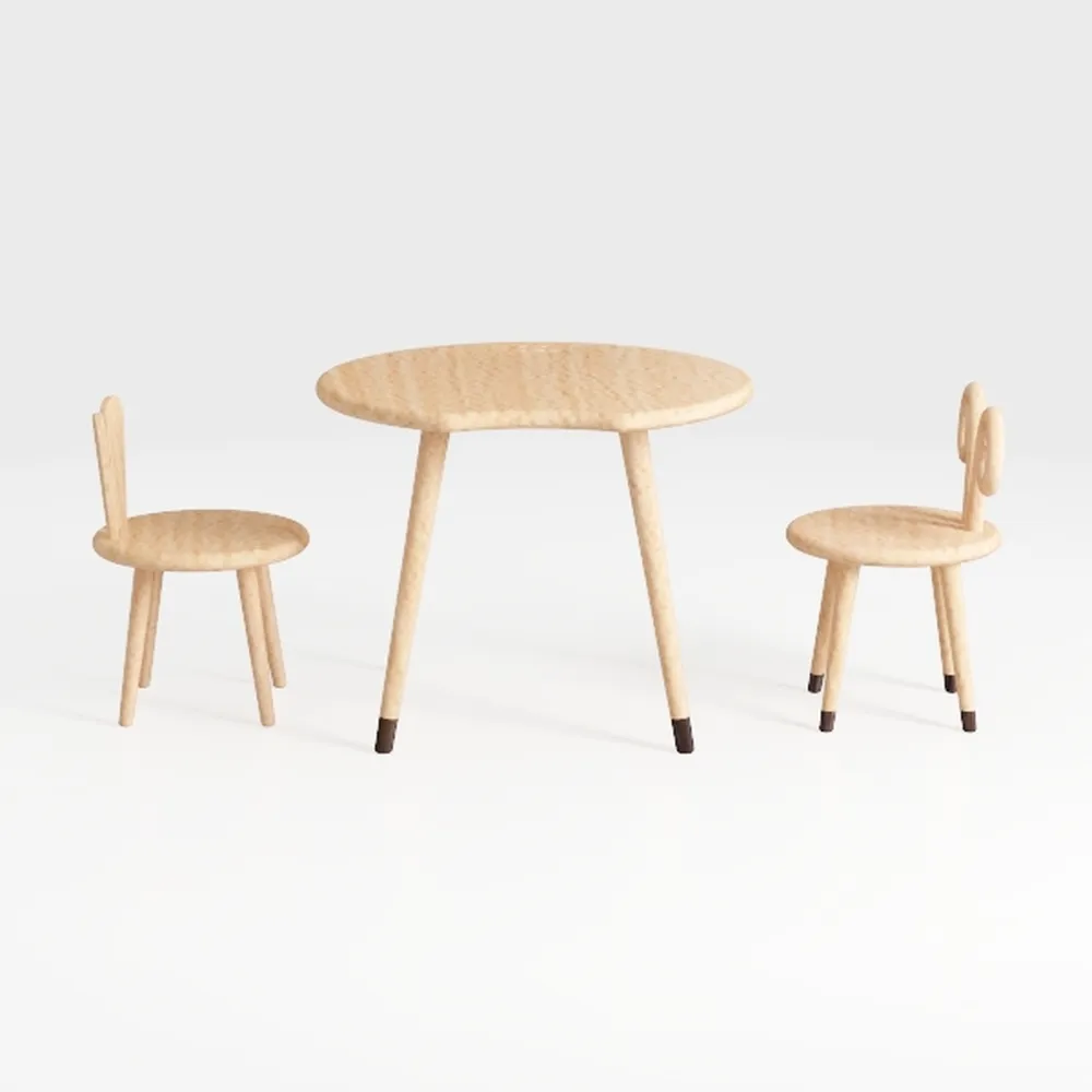 Natural Wood Frame Modern Dining Chairs Set of 4