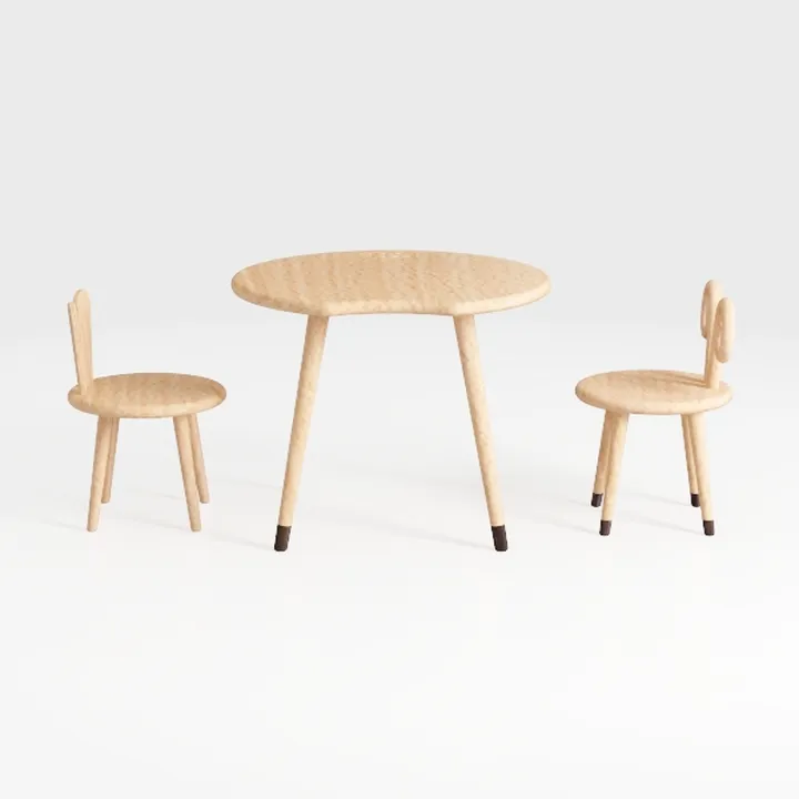 Natural Wood Frame Modern Dining Chairs Set of 4