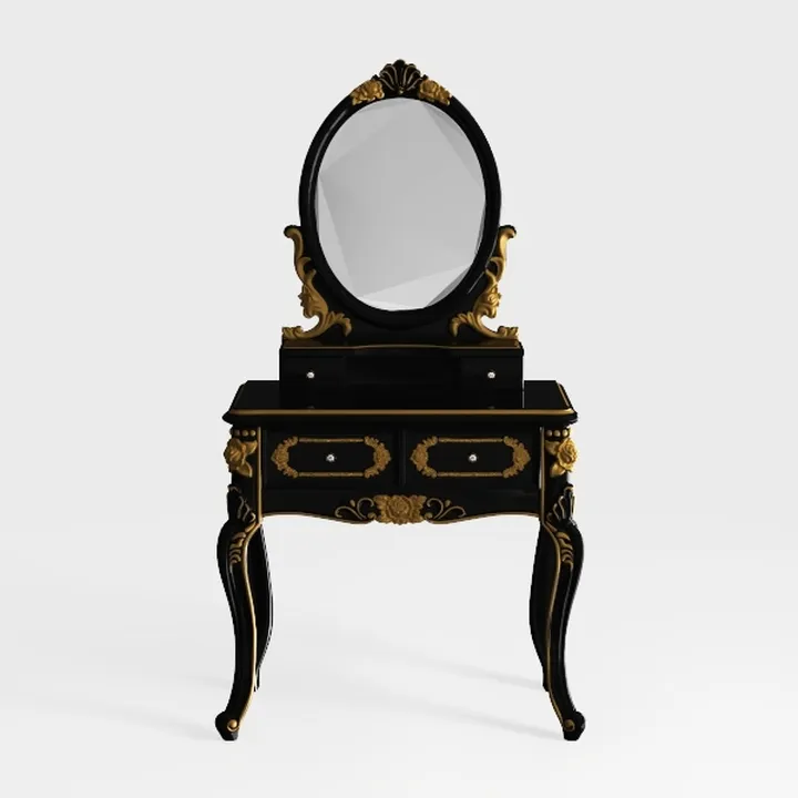 5-Drawer Black Vanity Table Set Dressing Table Set