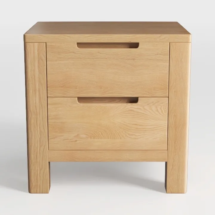 Minimalist Solid Oak Wood Nightstand 3D Model