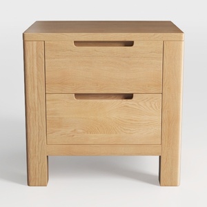 Minimalist Solid Oak Wood Nightstand 3D Model
