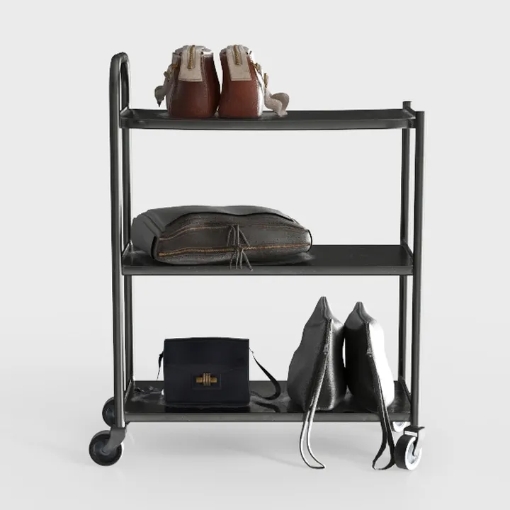 Industrial Metal Rolling Utility Cart 3 Tier Storage Shelf 3D Model