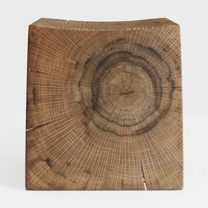 Natural Solid Oak Wood Cube Stool 3D Model