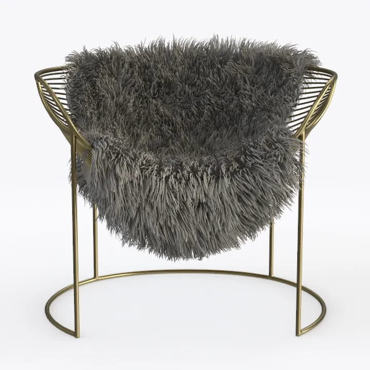 BIRDROCK HOME Faux Fur Papasan Chair with Black Le