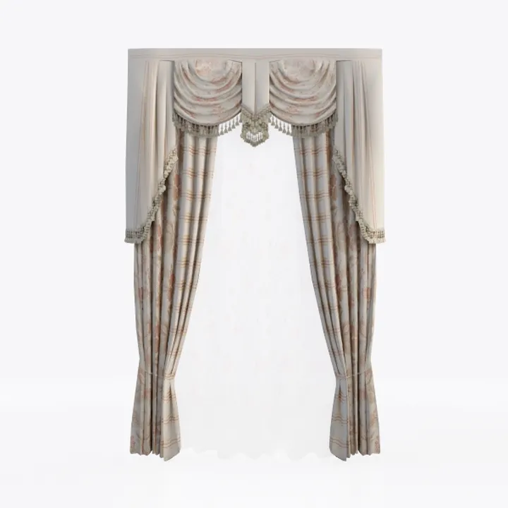 Vintage Fabric Patterned Luxury Curtain Set 3D Model