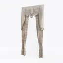 Vintage Fabric Patterned Luxury Curtain Set 3D Model Left 45 Degree View