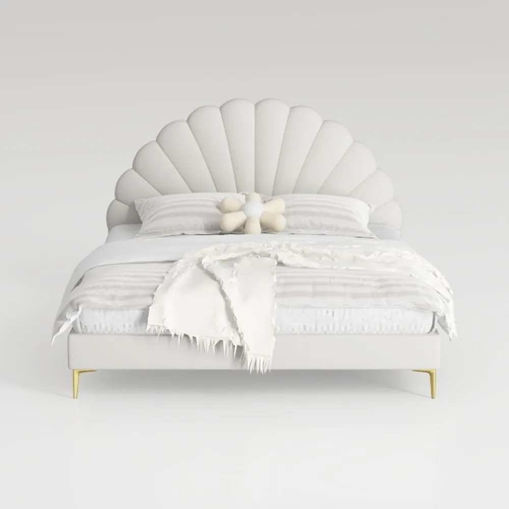 Luxury Leather Bed Frame with Storage 59x78.7 in