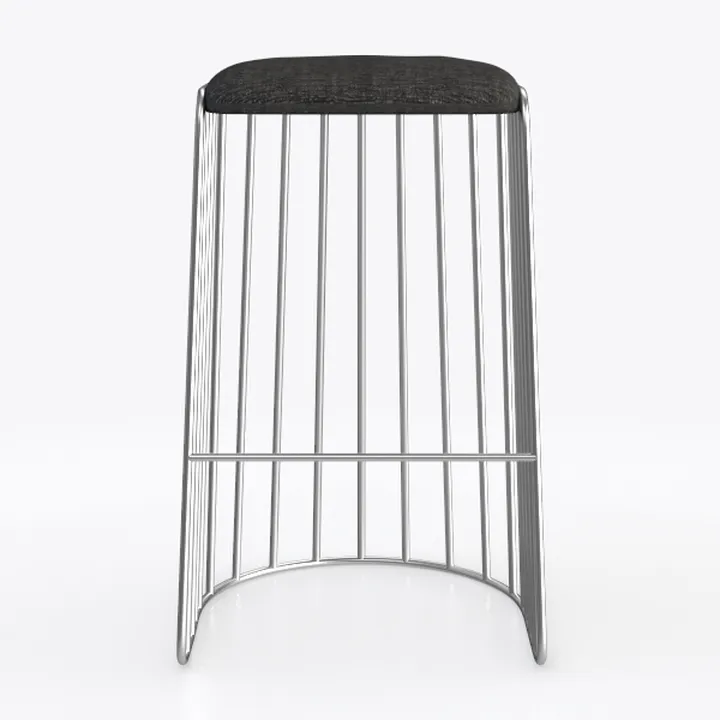 34.75 in. Gray Low Back Metal Bar Chair with Faux 