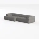 Minimalist Gray Fabric Tufted L Shaped Sectional Sofa 3D Model Left 45 Degree View