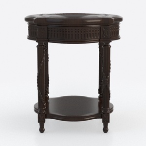 Vintage Solid Walnut Carved Two Tier End Table 3D Model