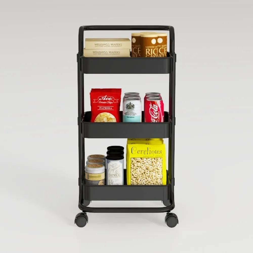 SPACEKEEPER Slim Rolling Storage Cart, 3 Tier