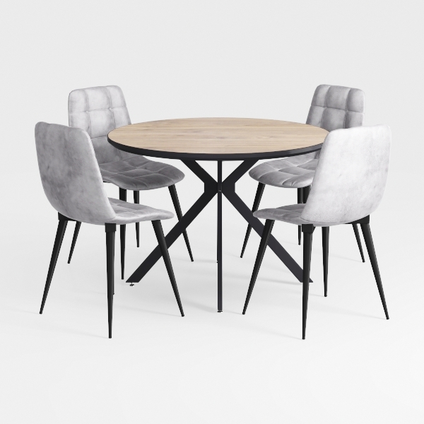 43.3 Inch Round Dining Table Set for 4, Modern