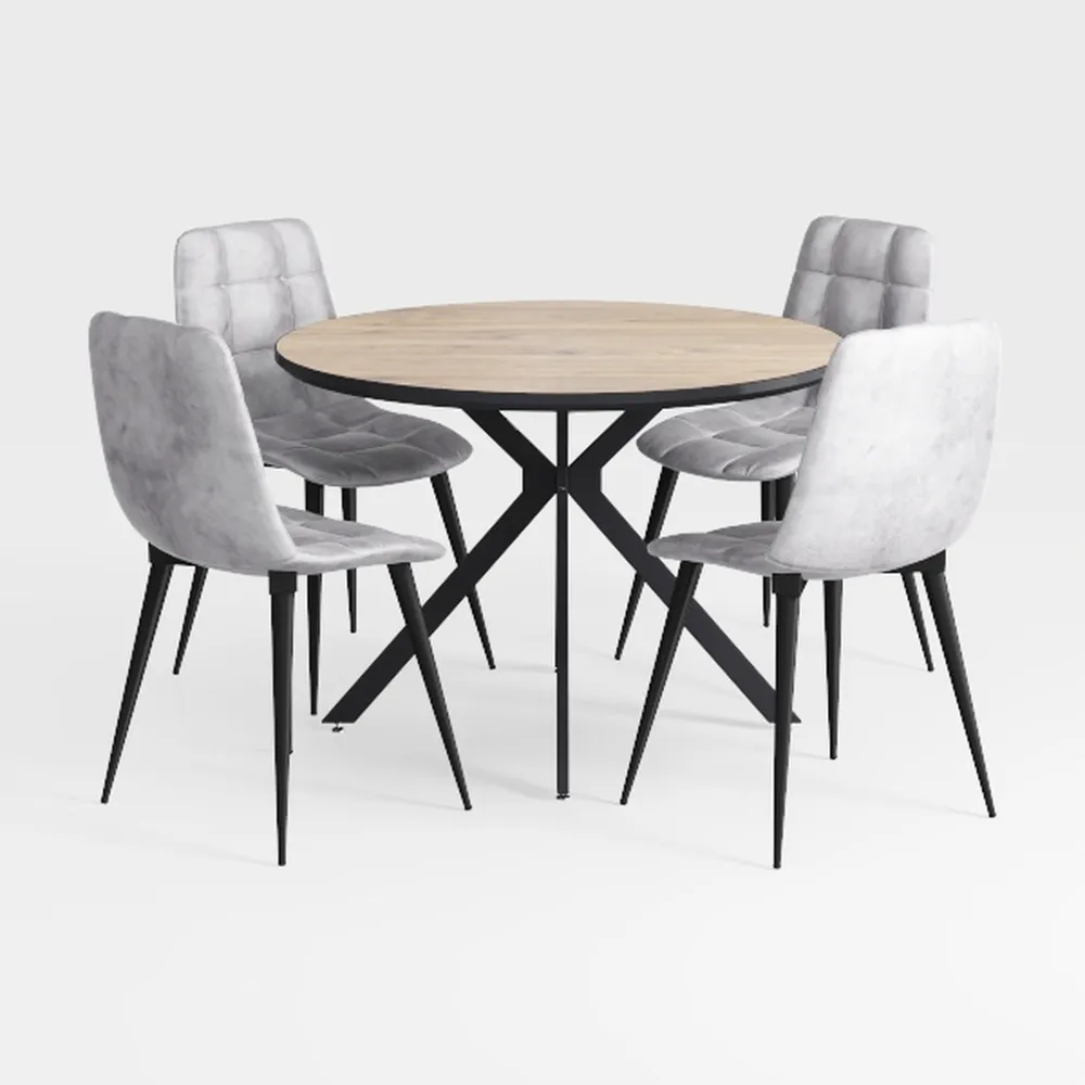 43.3 Inch Round Dining Table Set for 4, Modern