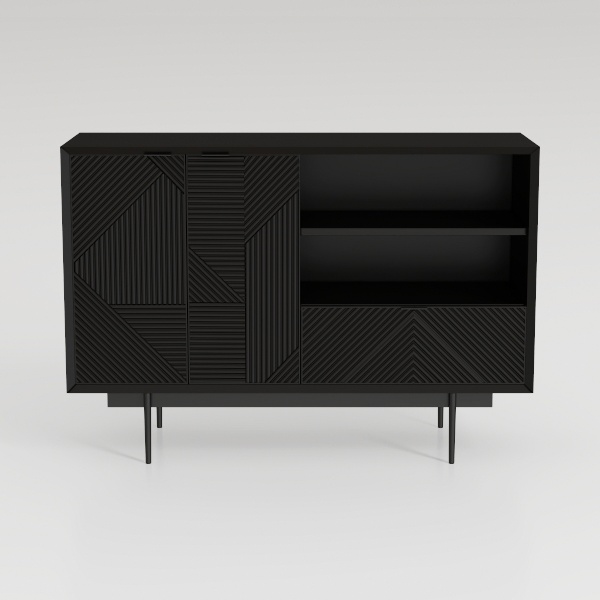 47&#39;&#39;W x 32&#39;&#39;H Black Buffet Sideboard Cabinet with