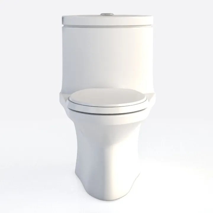 Minimalist White Ceramic One Piece Toilet 3D Model