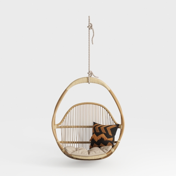 KOUBOO Hanging Rattan Swing Chair with Seat Cushio