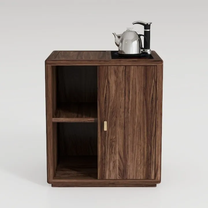 Minimalist Solid Wood Sliding Door Storage Cabinet Tea Station 3D Model