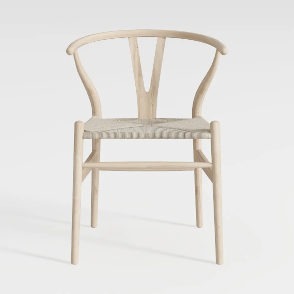 Wishbone Y Back Wooden Dining Chair with Woven