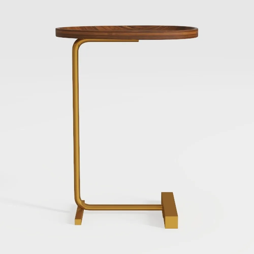 C Shaped End Table for Couch, Small Side Table for