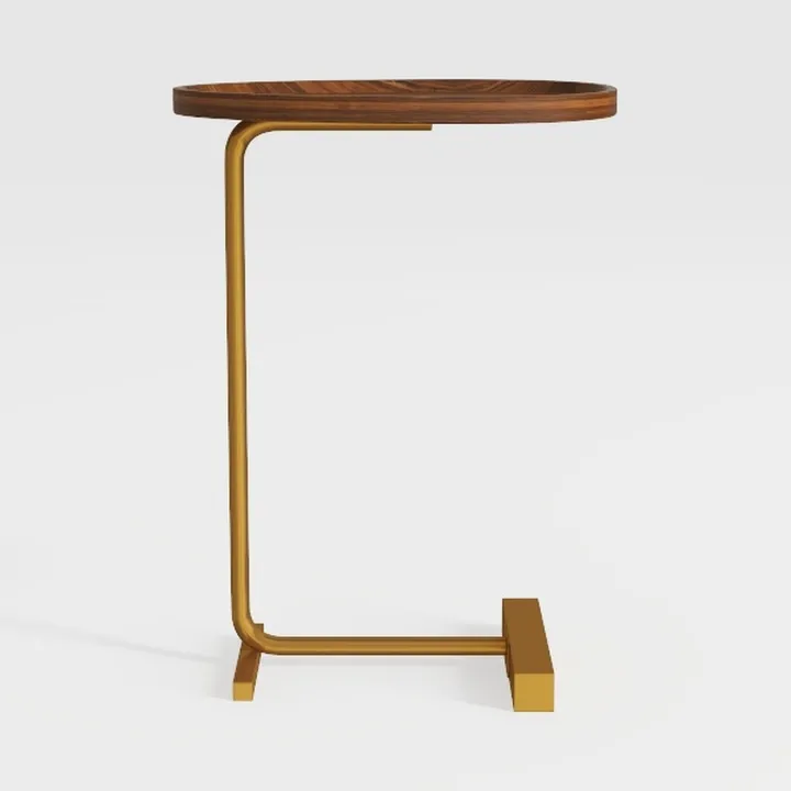 C Shaped End Table for Couch, Small Side Table for