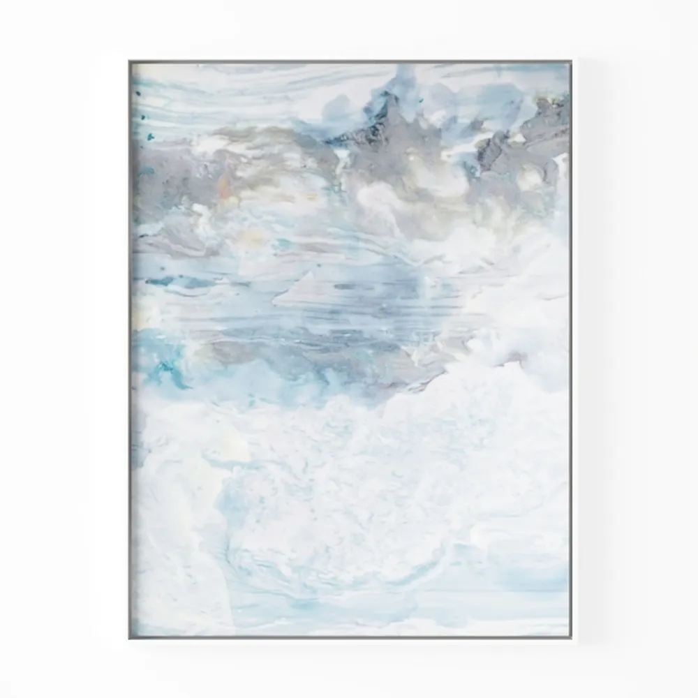 Bathroom Flower Picture Wall Art White and Blue