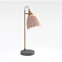 Modern Brass Pink Fabric Table Lamp with Concrete Base 3D Model Right 45 Degree View