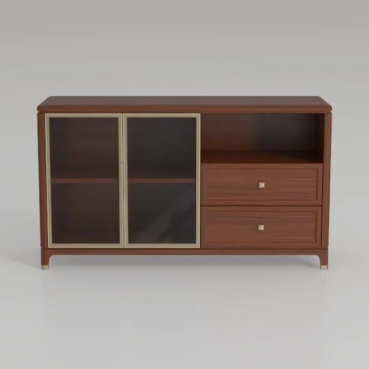 Modern Solid Wood Glass Front Drawer Storage Sideboard 3D Model