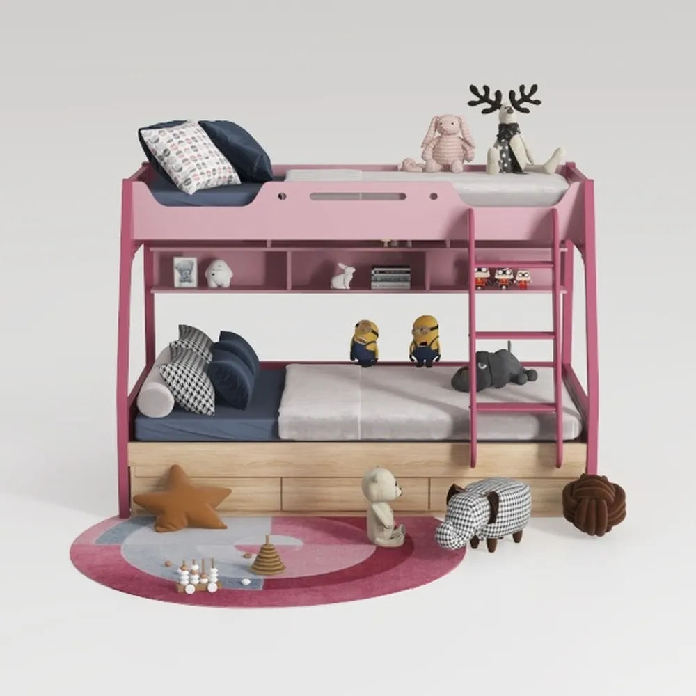 DICTAC Low Twin Size Loft Bed with Reading Corner 