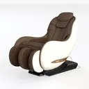 Modern Brown Leather White Accent Massage Chair 3D Model Left 45 Degree View