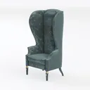 Luxury Velvet Tufted High Back Wing Armchair 3D Model Left 45 Degree View